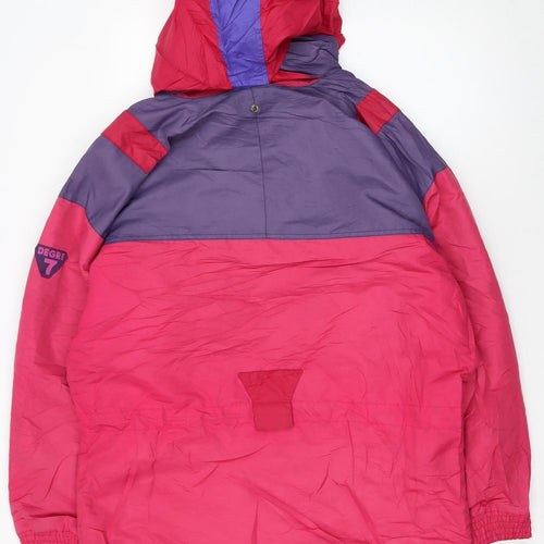 Degre 7 Women's Pink Purple Anorak Ski Jacket Size 10 Hooded Retro