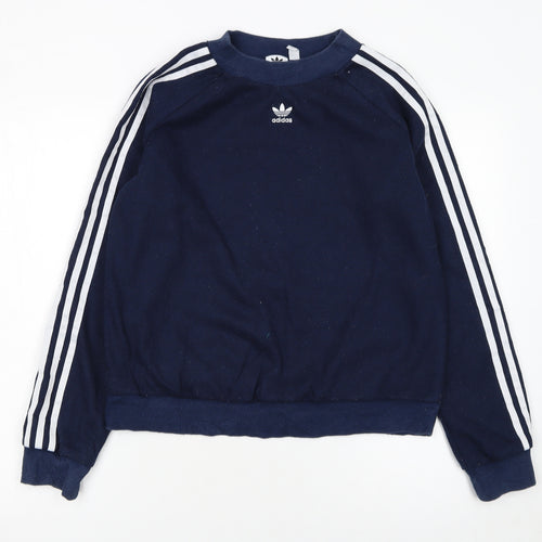 Adidas Women Navy Blue Crew Neck Long Sleeve Sweatshirt UK 12