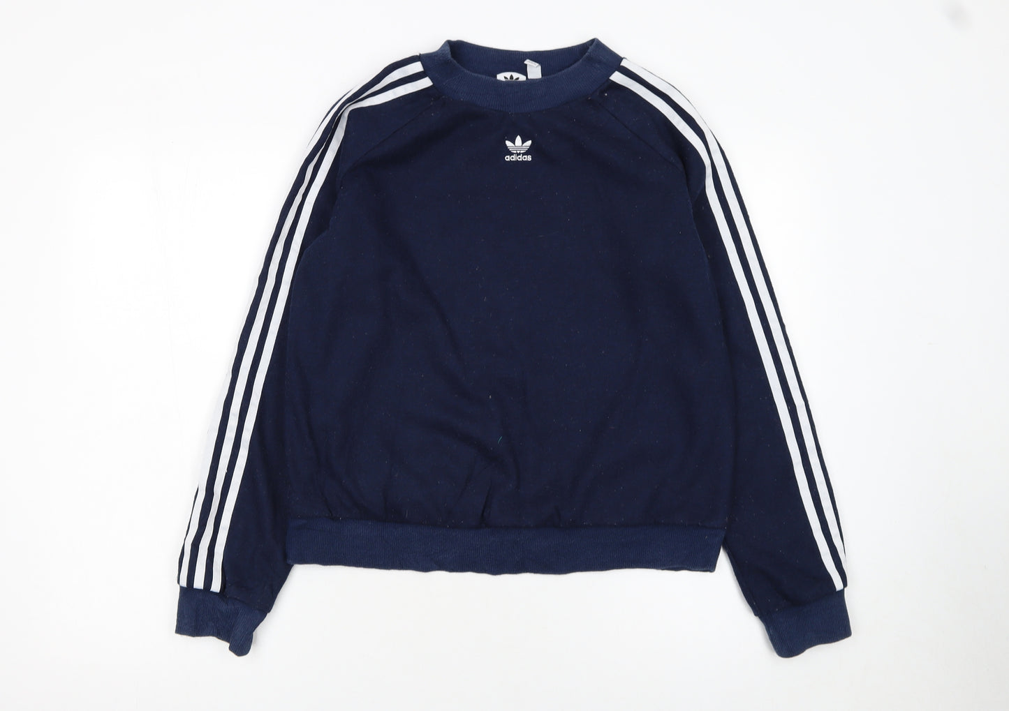 Adidas Women Navy Blue Crew Neck Long Sleeve Sweatshirt UK 12