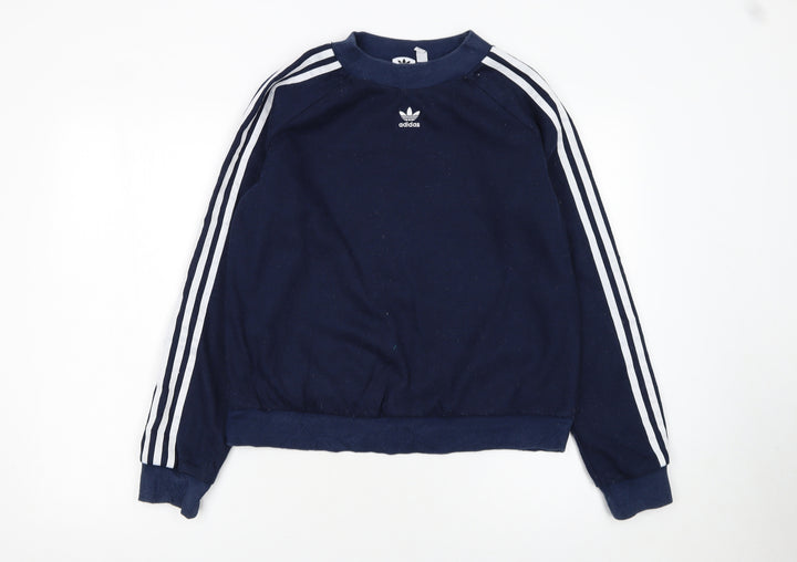 Adidas Women Navy Blue Crew Neck Long Sleeve Sweatshirt UK 12