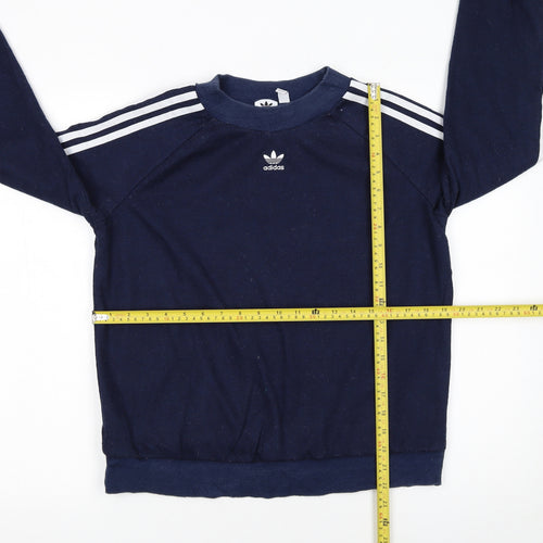 Adidas Women Navy Blue Crew Neck Long Sleeve Sweatshirt UK 12