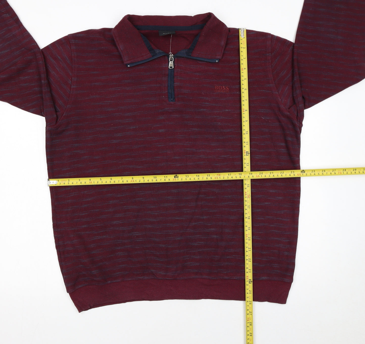 Hugo Boss Men's Red 2XL Collared 1/2 Zip Knit Sweatshirt