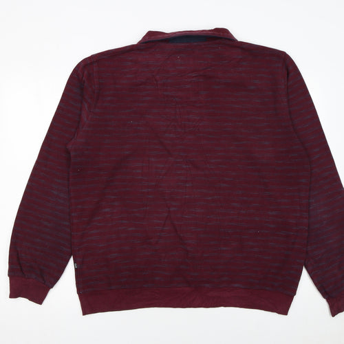 Hugo Boss Men's Red 2XL Collared 1/2 Zip Knit Sweatshirt