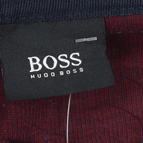 Hugo Boss Men's Red 2XL Collared 1/2 Zip Knit Sweatshirt