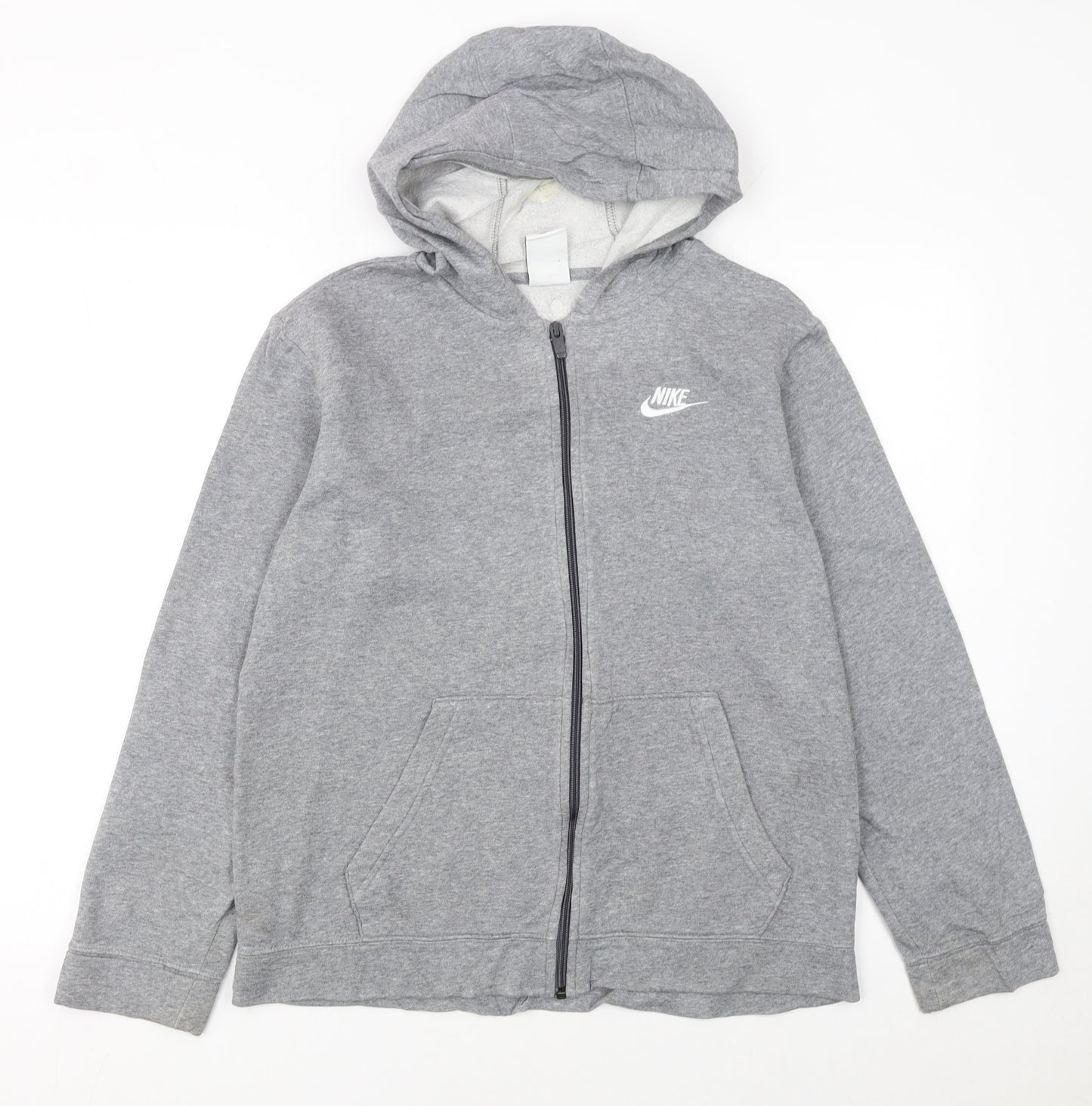 Nike Boys Grey Full Zip Hoodie XL 158-170cm Cotton Blend Casual