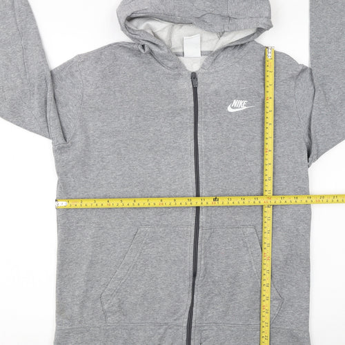 Nike Boys Grey Full Zip Hoodie XL 158-170cm Cotton Blend Casual
