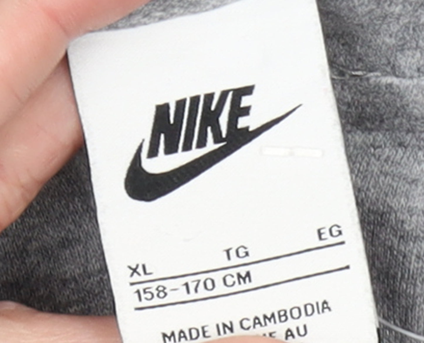 Nike Boys Grey Full Zip Hoodie XL 158-170cm Cotton Blend Casual