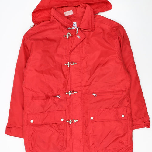 Berner Men's Red Hooded Windproof Parka Jacket Size L