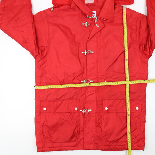 Berner Men's Red Hooded Windproof Parka Jacket Size L