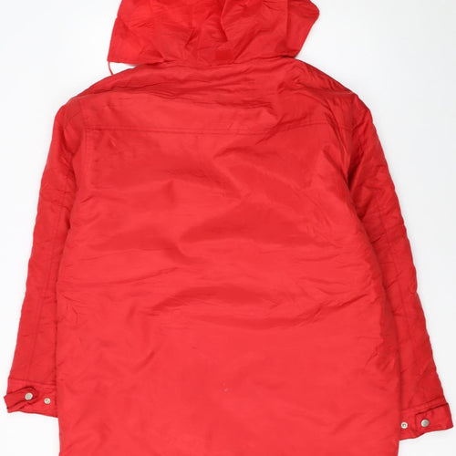 Berner Men's Red Hooded Windproof Parka Jacket Size L
