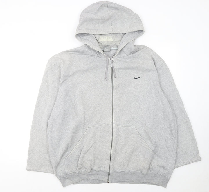 Nike Women Grey Full Zip Hoodie Size 2XL Cotton Blend