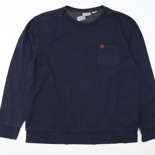 Timberland Men’s Blue 2XL Crew Neck Cotton Pullover Sweatshirt