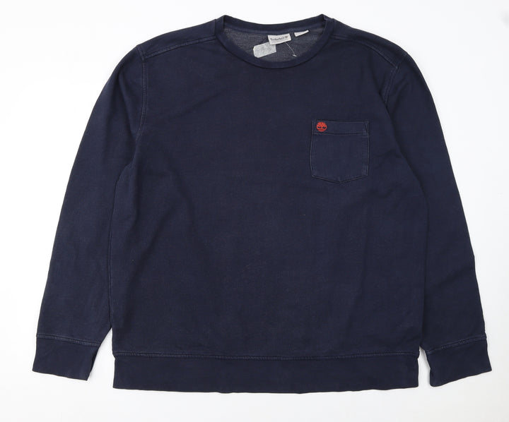 Timberland Men’s Blue 2XL Crew Neck Cotton Pullover Sweatshirt