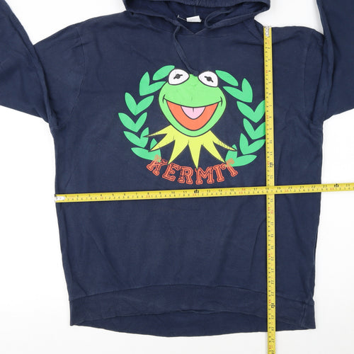 Disney Women's Navy Kermit Hoodie L 100% Cotton Pullover