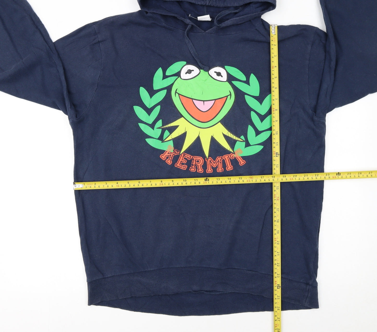 Disney Women's Navy Kermit Hoodie L 100% Cotton Pullover