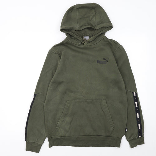 Puma Men’s Green Pullover Hoodie Small Logo Regular Fit