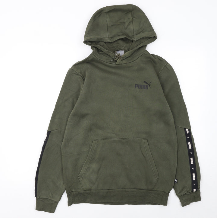 Puma Men’s Green Pullover Hoodie Small Logo Regular Fit