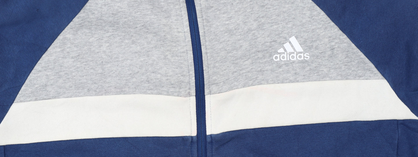 Adidas Men's Blue Track Jacket L Colourblock Full Zip Sportswear
