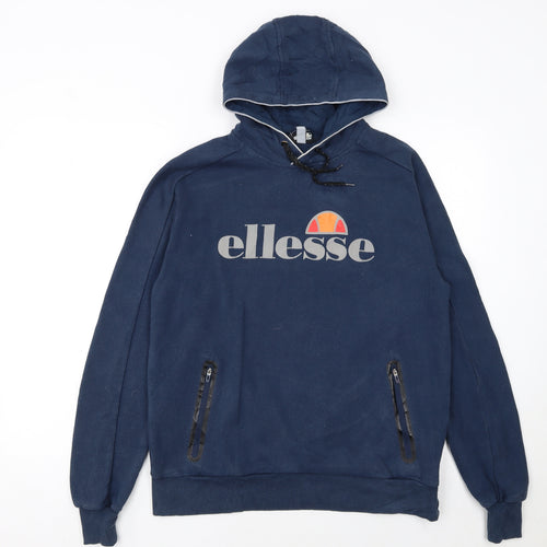 Ellesse Men's Blue Pullover Hoodie M Logo Graphic Sportswear