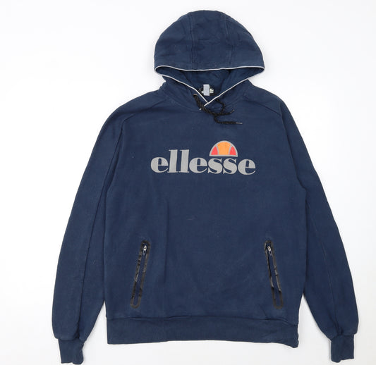 Ellesse Men's Blue Pullover Hoodie M Logo Graphic Sportswear