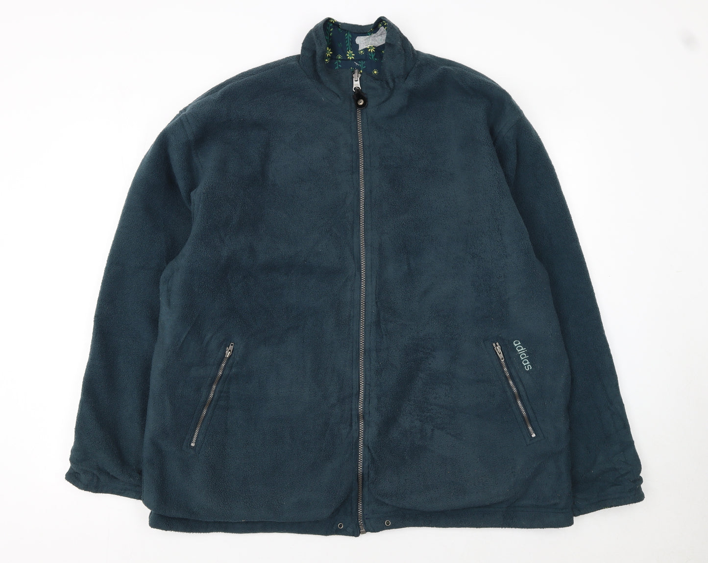 adidas Womens Blue Fleece Full Zip Jacket Size 10