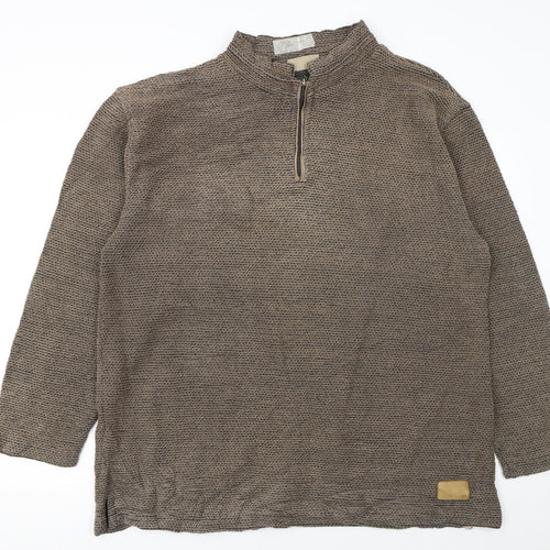 Weird Fish Men’s Brown XL Knit 1/2 Zip Mock Neck Sweatshirt
