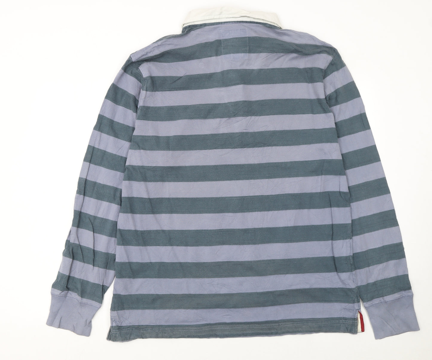 Original Penguin Men's Blue Striped Long Sleeve Polo Shirt 2XL Cotton