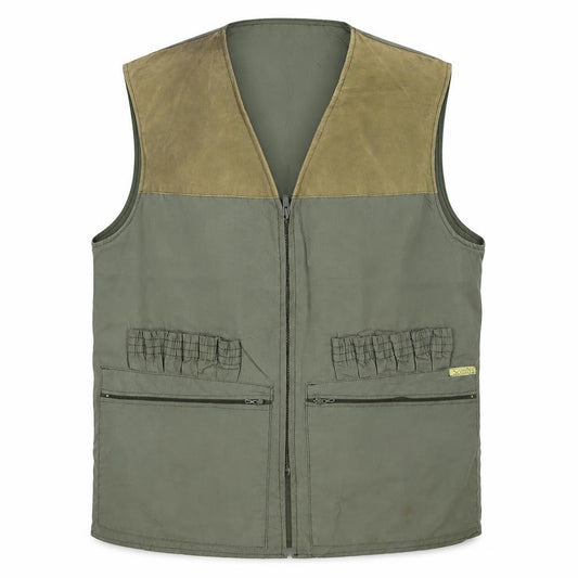 Front view of Somlys Men's Green Cotton Hunting Waistcoat, size 40, Bodywarmer