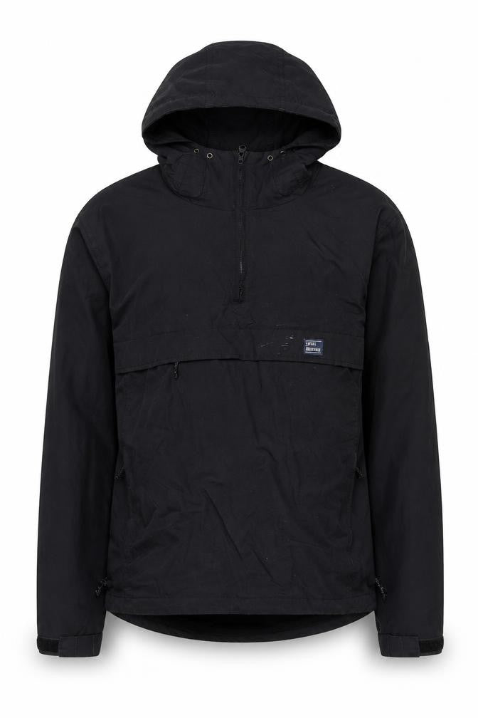 Vintage Industries Mens Black Anorak Jacket M Hooded Nylon