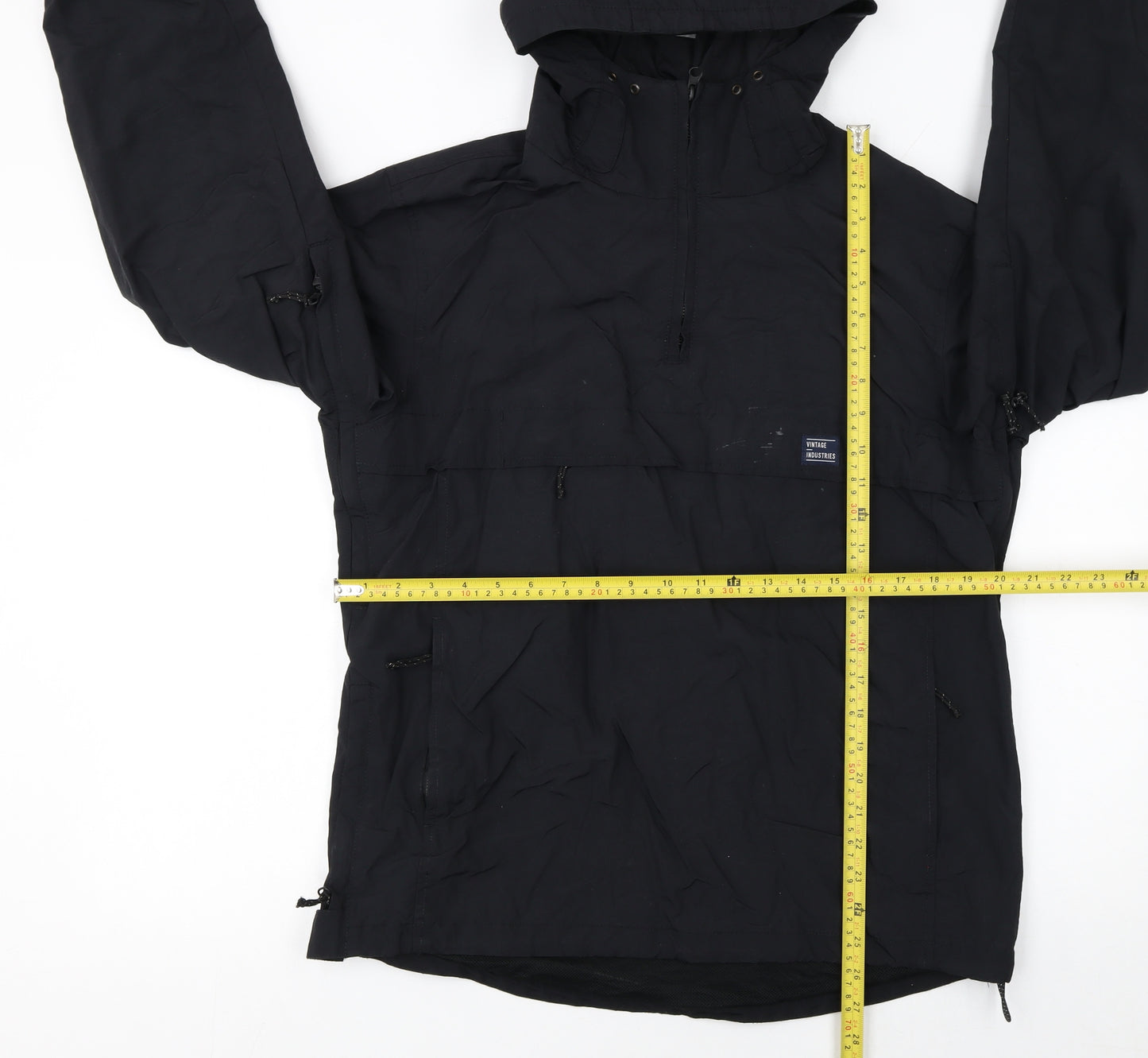Vintage Industries Mens Black Anorak Jacket M Hooded Nylon