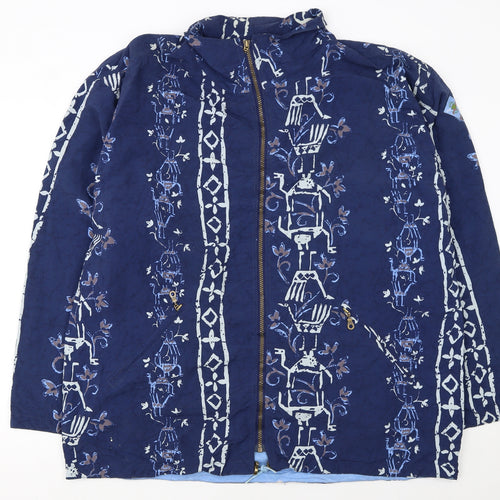 Fun Days Womens Blue Animal Print Cotton Hooded Windbreaker Jacket XL