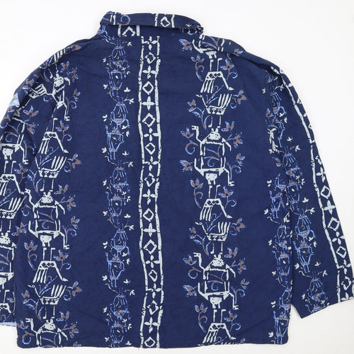 Fun Days Womens Blue Animal Print Cotton Hooded Windbreaker Jacket XL