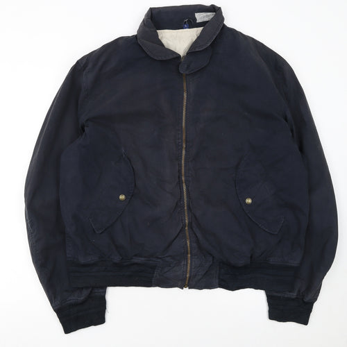 Gant Men's Blue Bomber Jacket L Twill Cotton Nylon Classic Style