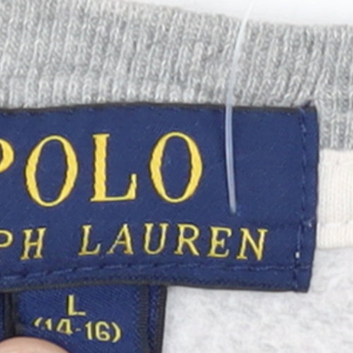Ralph Lauren Girls Grey Logo Pullover Sweatshirt L 14-16 Years