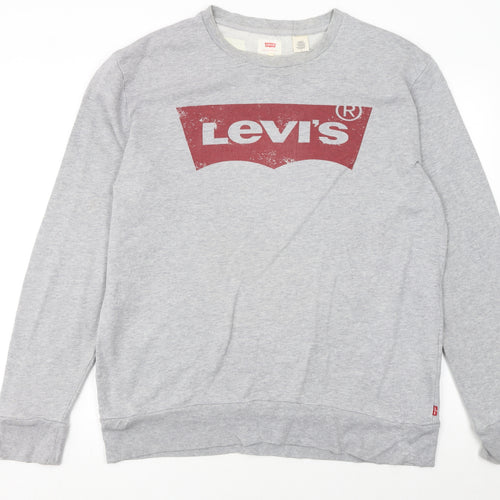 Levi's Men's Grey Logo Crew Neck Pullover Sweatshirt M