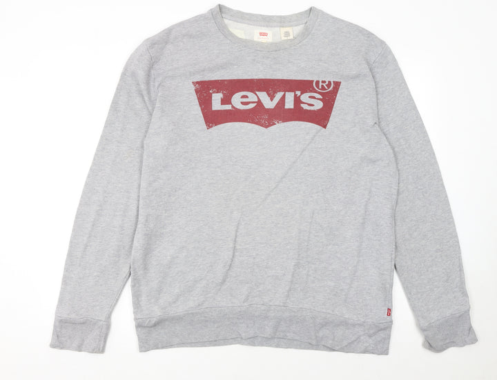Levi's Men's Grey Logo Crew Neck Pullover Sweatshirt M