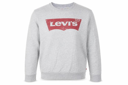 Front view of Levi's Men's Grey Logo Crew Neck Pullover Sweatshirt M