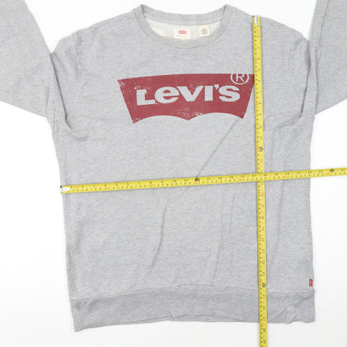 Levi's Men's Grey Logo Crew Neck Pullover Sweatshirt M