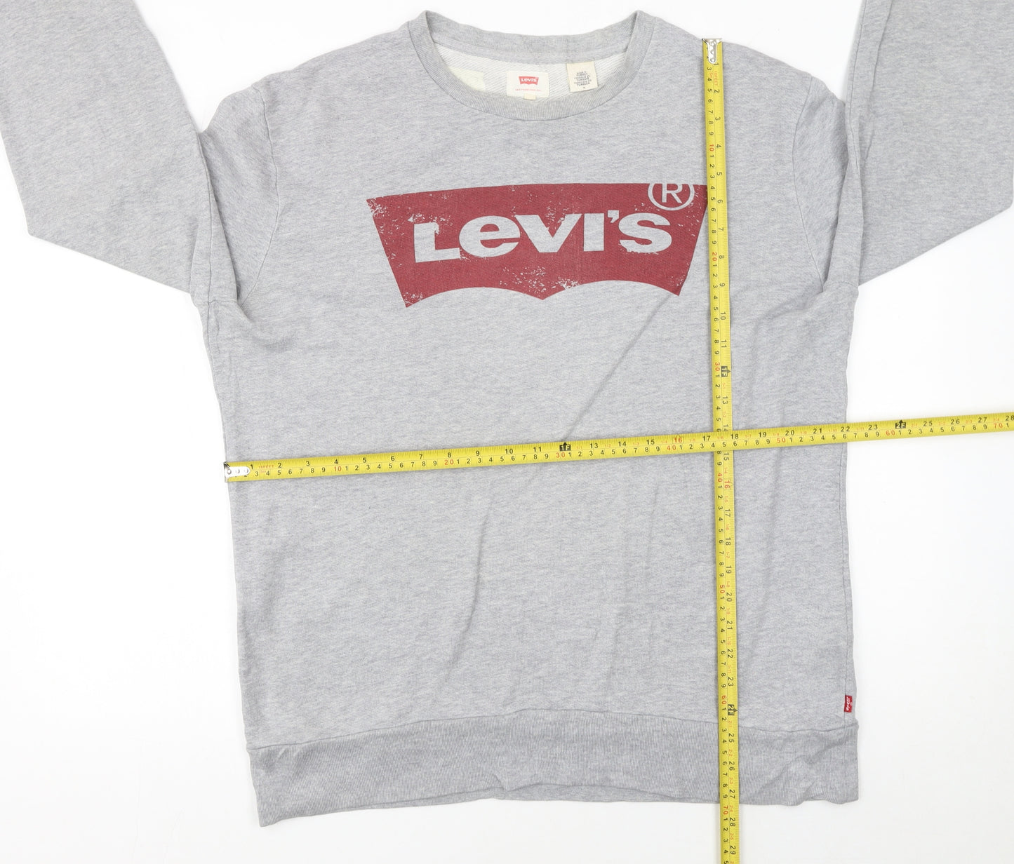 Levi's Men's Grey Logo Crew Neck Pullover Sweatshirt M