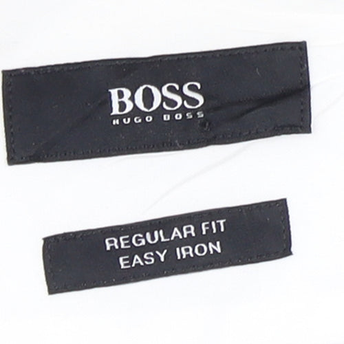 Hugo Boss Men's White Regular Fit Long Sleeve Cotton Button-Up Shirt M 40in