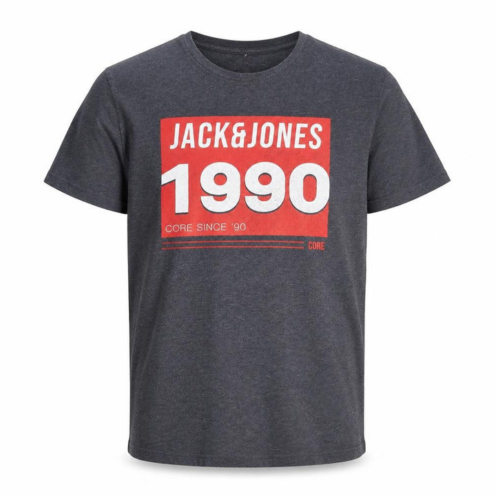 Jack & Jones Men's Grey 1990 Retro Graphic Crew Neck T-Shirt L Regular Fit