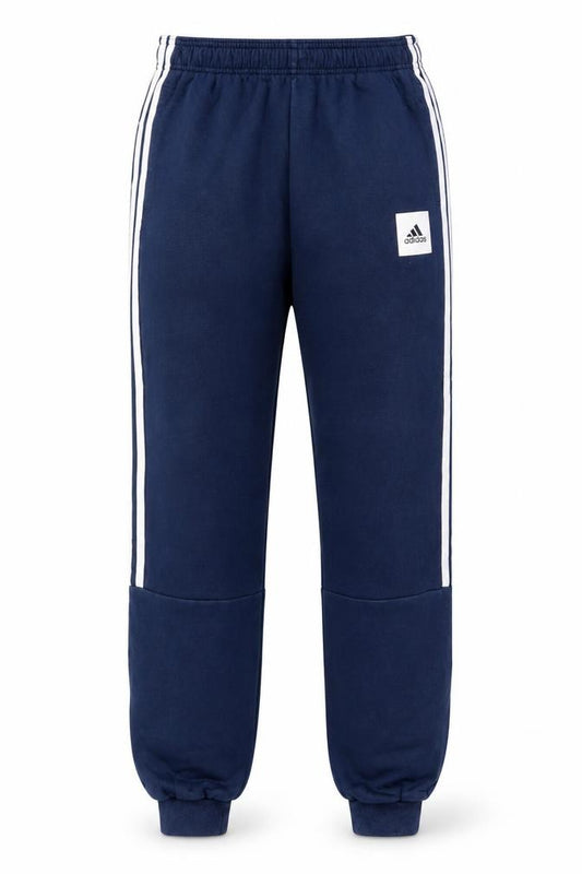 Front view of Adidas Teens Blue XL Jogger Sweatpants with Stripes