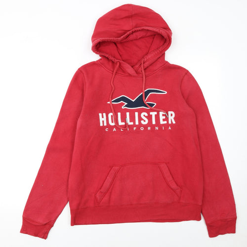 Hollister Women Red Pullover Hoodie XS Cotton Blend Casual