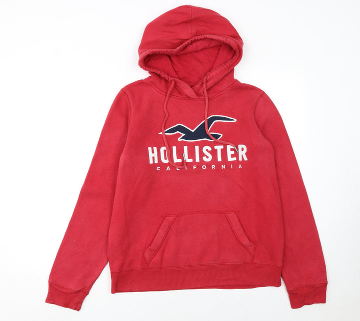 Hollister Women Red Pullover Hoodie XS Cotton Blend Casual
