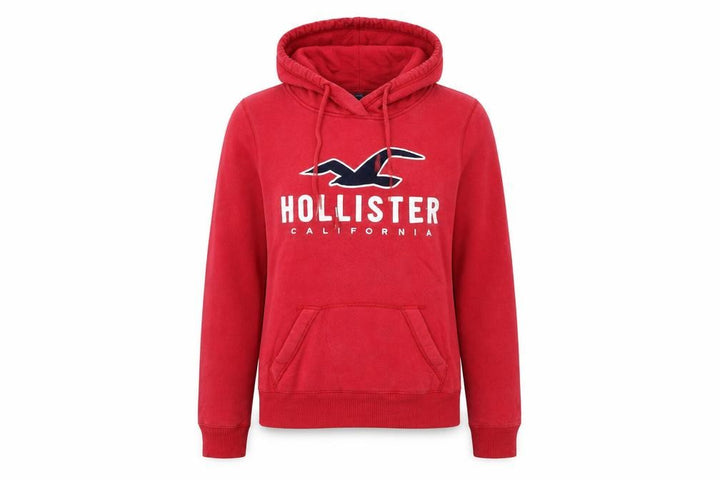 Hollister Women Red Pullover Hoodie XS Cotton Blend Casual