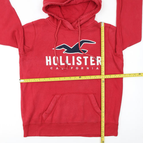 Hollister Women Red Pullover Hoodie XS Cotton Blend Casual