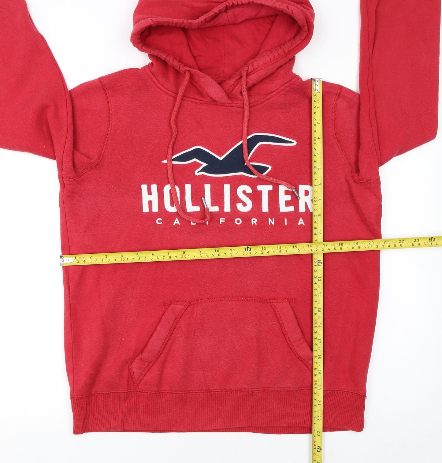 Hollister Women Red Pullover Hoodie XS Cotton Blend Casual