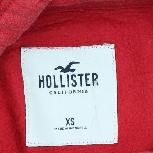 Hollister Women Red Pullover Hoodie XS Cotton Blend Casual