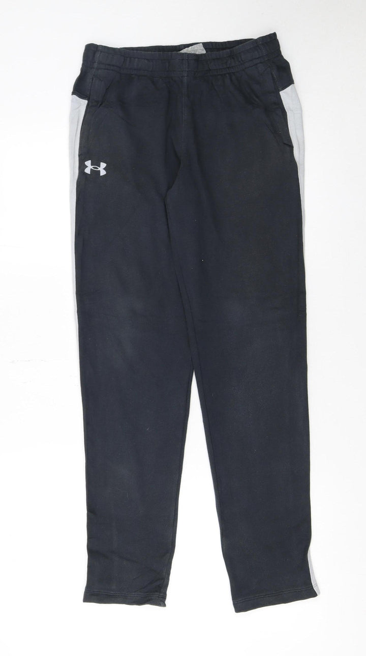 Under Armour Boys Black Joggers YLG Cotton Blend Elastic Waist Sportswear