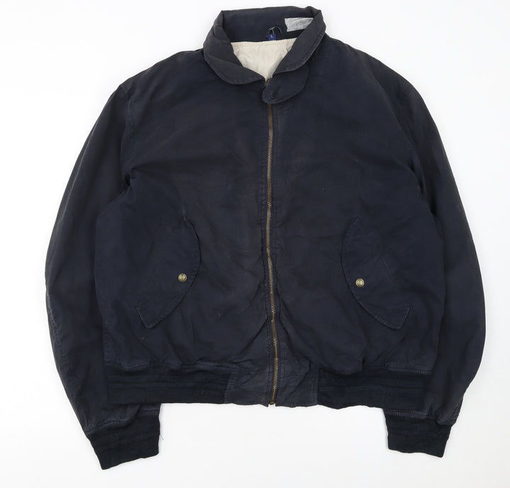 GANT Men's Blue Cotton Nylon Bomber Jacket L Full Zip Casual